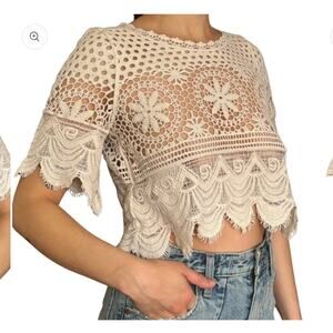 Rebellion Crochet Cotton Top Coastal Boho Romantic Festival Cottagecore Med